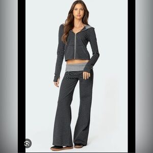 Edikted Striped Fold Over Pants